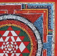 [art From Bhaktapur], Buddhist Handmade Thangka Of Mandala, With [yantra] Design, [hand Painted], [antique], [real Gold]