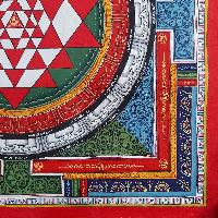 [art From Bhaktapur], Buddhist Handmade Thangka Of Mandala, With [yantra] Design, [hand Painted], [antique], [real Gold]