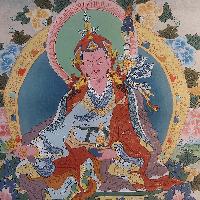 [art From Bhaktapur], Buddhist Handmade Thangka Painting Of Padmasambhava, [antique], [real Gold]