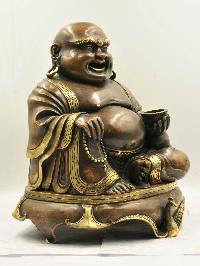 Buddhist Statue Of Laughing Buddha, [chocolate Oxidized]