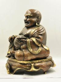 Buddhist Statue Of Laughing Buddha, [chocolate Oxidized]