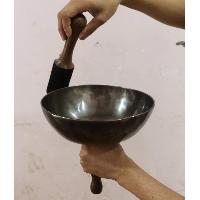 Buddhist Hand Beaten Jambati Singing Bowl, With Handle