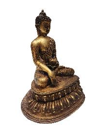 Buddhist Statue Of Shakyamuni Buddha, [full Fire Gold Plated], Antique Finishing