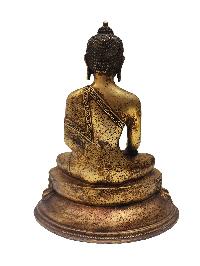 Buddhist Statue Of Shakyamuni Buddha, [full Fire Gold Plated], Antique Finishing