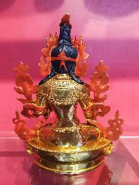 White Tara Statue, Buddhist Handmade Statue, [face Painted], [gold Plated], [stone Setting]