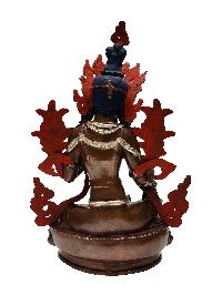 Green Tara, Buddhist Handmade Statue, [silver And Chocolate Oxidized], [face Painted]