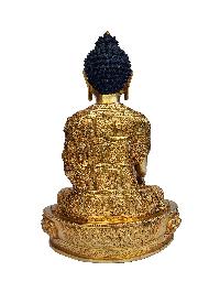 Buddhist Handmade Statue Of Shakyamuni Buddha, [face Painted], [gold Plated], [stone Setting]