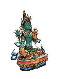 Green Tara Statue, Buddhist Handmade Statue, [thangka Colour Finishing]