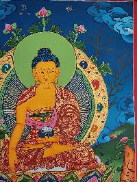 Shakyamuni Buddha Thangka Painting, Buddhist Traditional Painting, Tibetan Style