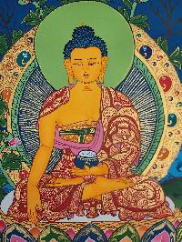 Shakyamuni Buddha Thangka Painting, Buddhist Traditional Painting, Tibetan Style