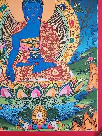 Medicine Buddha Thangka Painting, Buddhist Traditional Painting, Tibetan Style