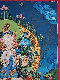 White Tara Thangka Painting, Buddhist Traditional Handmade Painting