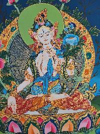 White Tara Thangka Painting, Buddhist Traditional Handmade Painting