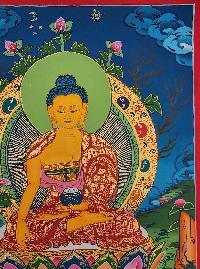 Shakyamuni Buddha Thangka, Buddhist Traditional Painting, Tibetan Style