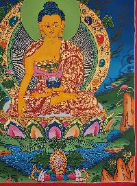 Shakyamuni Buddha Thangka, Buddhist Traditional Painting, Tibetan Style