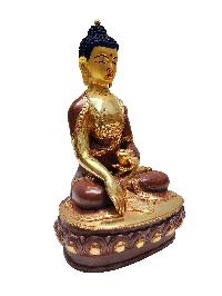 Shakyamuni Buddha, Buddhist Handmade Statue With Extra Gold On Base, [partly Gold Plated, Face Painted]