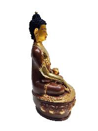 Shakyamuni Buddha, Buddhist Handmade Statue With Extra Gold On Base, [partly Gold Plated, Face Painted]