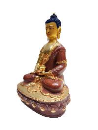 Amitabha Buddha Statue, Buddhist Handmade Statue With Extra Gold On Base, [partly Gold Plated, Face Painted]