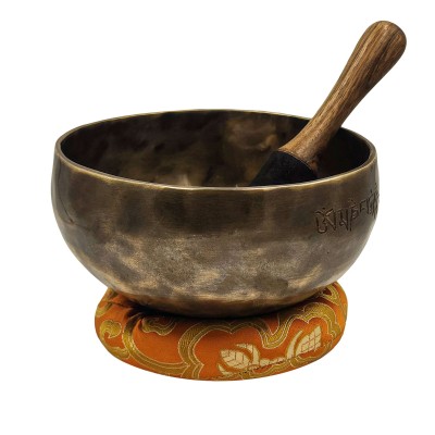 Singing Bowl, Buddhist Hand Beaten, Moon Carved