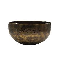 Full Moon Singing Bowl, Buddhist Hand Beaten, Moon Carved