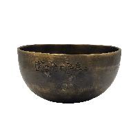 Full Moon Singing Bowl, Buddhist Hand Beaten, Moon Carved