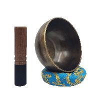 Full Moon Singing Bowl, Buddhist Hand Beaten, Moon Carved