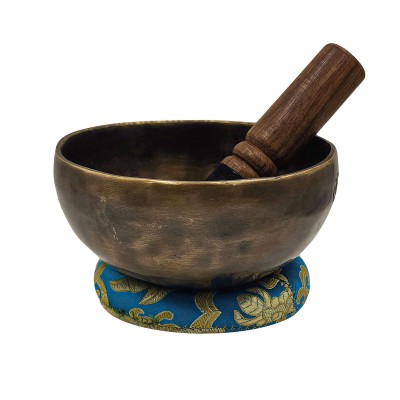 Singing Bowl, Buddhist Hand Beatan, Moon Carved