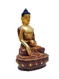 Shakyamuni Buddha Statue, Buddhist Handmade Statue With Gold Base, [partly Gold Plated, Face Painted]