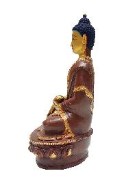 Shakyamuni Buddha Statue, Buddhist Handmade Statue With Gold Base, [partly Gold Plated, Face Painted]