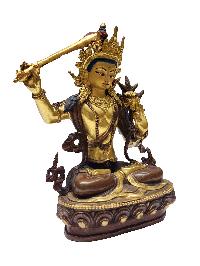 [old Stock], Manjushri Statue, A Buddhist Handmade Statue, Partially Gold Plated, Face Painted, [old Stock], [sold]