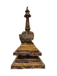 Stupa, Buddhist Handmade Statue [stone Setting], [electro Gold Plating].
