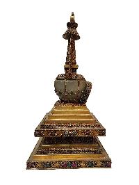 Stupa, Buddhist Handmade Statue [stone Setting], [electro Gold Plating].
