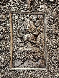 Manjushri Metal Wall Hanging, Silver Plated, High Quality, With Gaurdha On Top