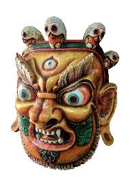 Mahakala, Handmade Wooden Mask Of Mahakal, [painted], [popular Wood]