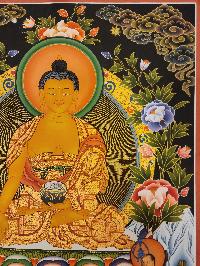 Shakyamuni Buddha Thangka, Buddhist Traditional Painting, With Sariputra And Maudgalyayana