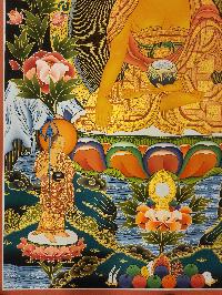 Shakyamuni Buddha Thangka, Buddhist Traditional Painting, With Sariputra And Maudgalyayana