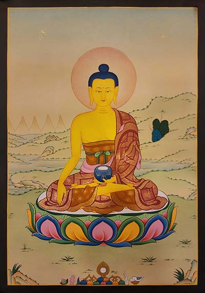 Shakyamuni Buddha Thangka, Buddhist Traditional Painting, [real Gold] Karma Gadri Art