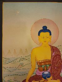 Shakyamuni Buddha Thangka, Buddhist Traditional Painting, [real Gold] Karma Gadri Art