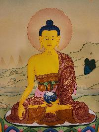 Shakyamuni Buddha Thangka, Buddhist Traditional Painting, [real Gold] Karma Gadri Art