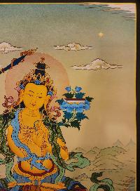 Manjushri Thangka, Buddhist Traditional Painting, [real Gold] Karma Gadri Art