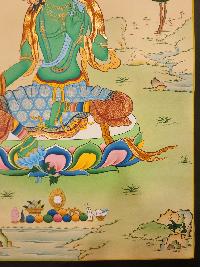 Green Tara Thangka, Buddhist Traditional Painting, [real Gold] Karma Gadri Art