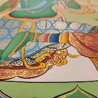 Green Tara Thangka, Buddhist Traditional Painting, [real Gold] Karma Gadri Art