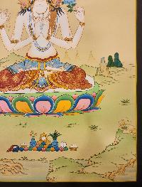 Chenrezig Thangka, Buddhist Traditional Painting, [real Gold] Karma Gadri Art