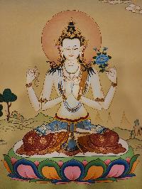 Chenrezig Thangka, Buddhist Traditional Painting, [real Gold] Karma Gadri Art