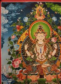 Chenrezig Thangka, Buddhist Traditional Painting, Tibetan Style