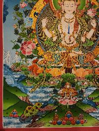 Chenrezig Thangka, Buddhist Traditional Painting, Tibetan Style