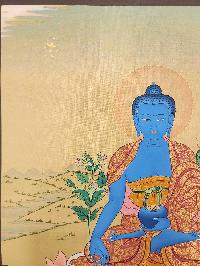 Medicine Buddha Thangka, Buddhist Traditional Painting, Tibetan Style Karma Gadri Art