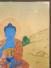 Medicine Buddha Thangka, Buddhist Traditional Painting, Tibetan Style Karma Gadri Art