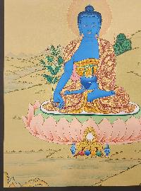 Medicine Buddha Thangka, Buddhist Traditional Painting, Tibetan Style Karma Gadri Art