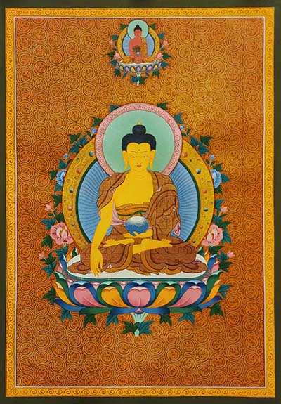 Shakyamuni Buddha Thangka, Buddhist Traditional Painting, Tibetan Style, [real Gold], [hand Painted]